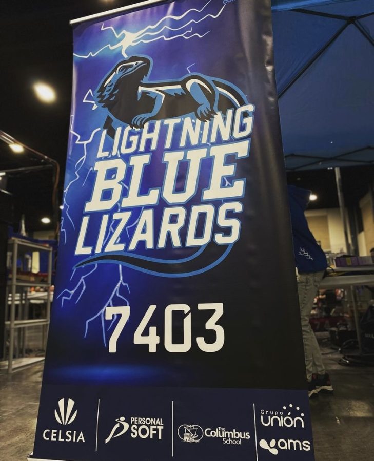 Banner of Lightning Blue Lizards team, in the bottom of the banner we can see the sponsors that created a partnership with our students and supported them on their process to get there. 