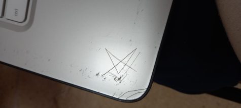 Scratched Chromebook in clasroom at TCS 