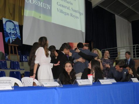 Students celebrating after Sub Secretaries General were announced at the closing ceremony on Saturday.