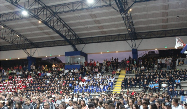 Athletes participate in the closing ceremony of this years Binational Games in Armenia, Colombia.