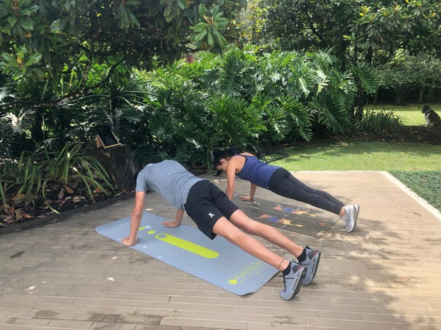 Tomas Perez and His Mother Nora De Greiff having their daily exercise routine.
