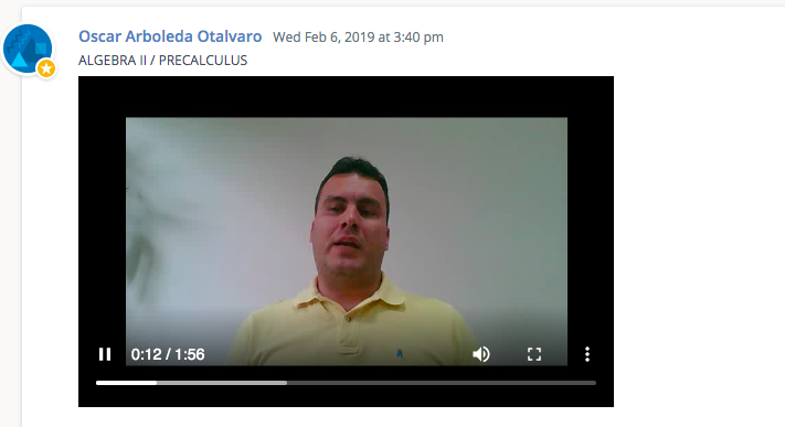 Andres Arboleda explains his ALGEBRA II / PRECALCULUS course in a video published on Schoology.  