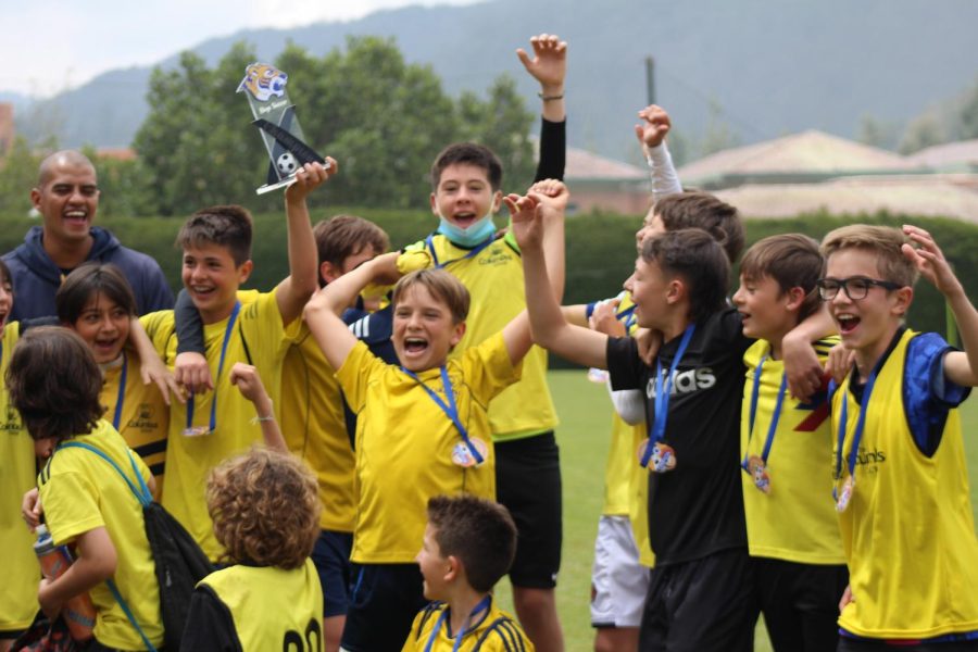 TCS MS Boys Football Team celebrate winning the Copa Columbus final. 