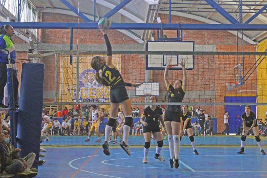 TCS Girls Volleyball Team in action against Colegio Canadiense at Copa Columbus April 8.