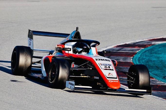 Maximiliano Restrepo testing with DriveX Formula 4 team at the Circuit de Barcelona-Cataluna in December 2022.