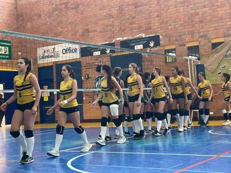 Teams line up to shake hands and show sportsmanship after the game finished. “Of course we were disappointed after losing the finals, we began playing so strongly but after losing the second set something happened. ” Blair Violet Brimely, TCS libero, said.

